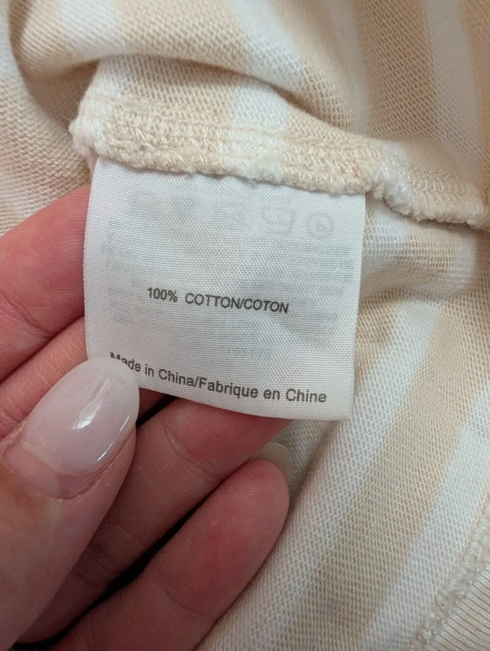 Tory Burch Cream and White Striped Long-Sleeve Tee with Pearl Beads Size S